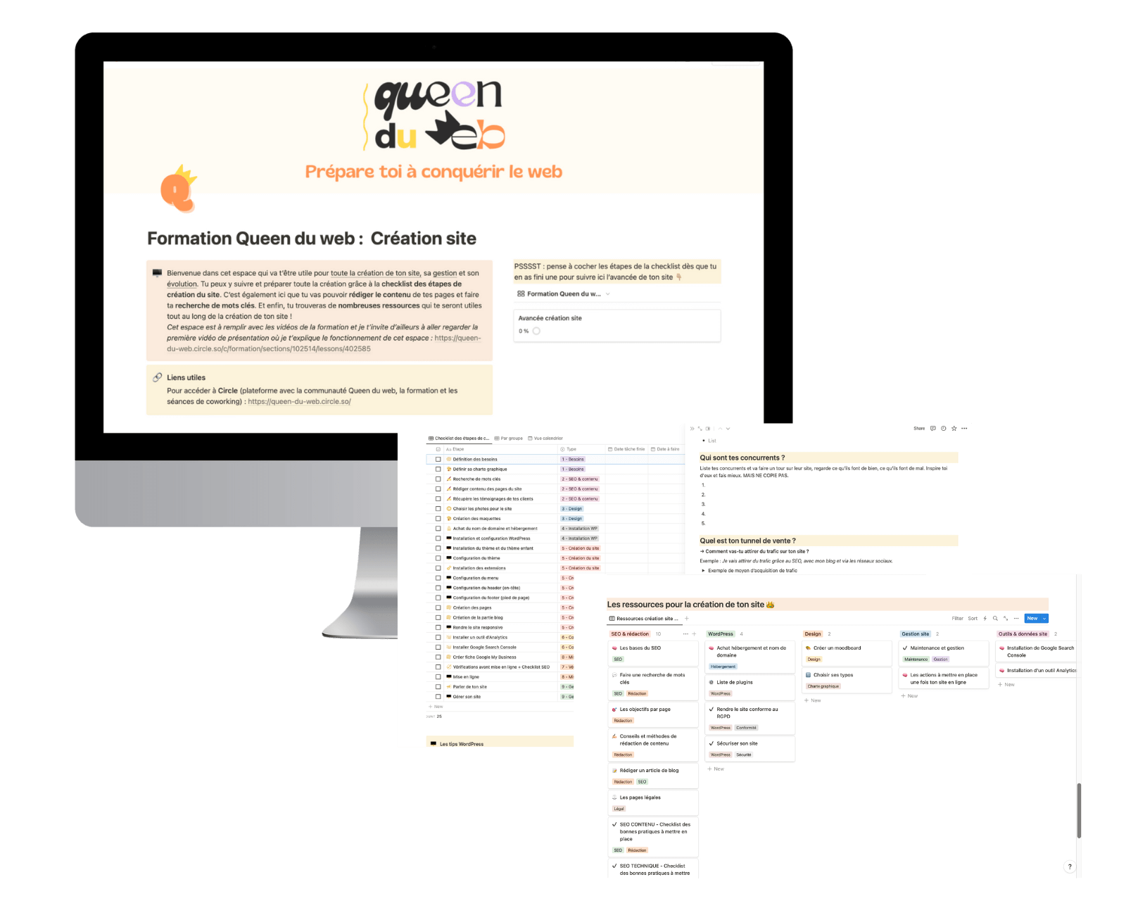 Espace Notion création site Queen du web