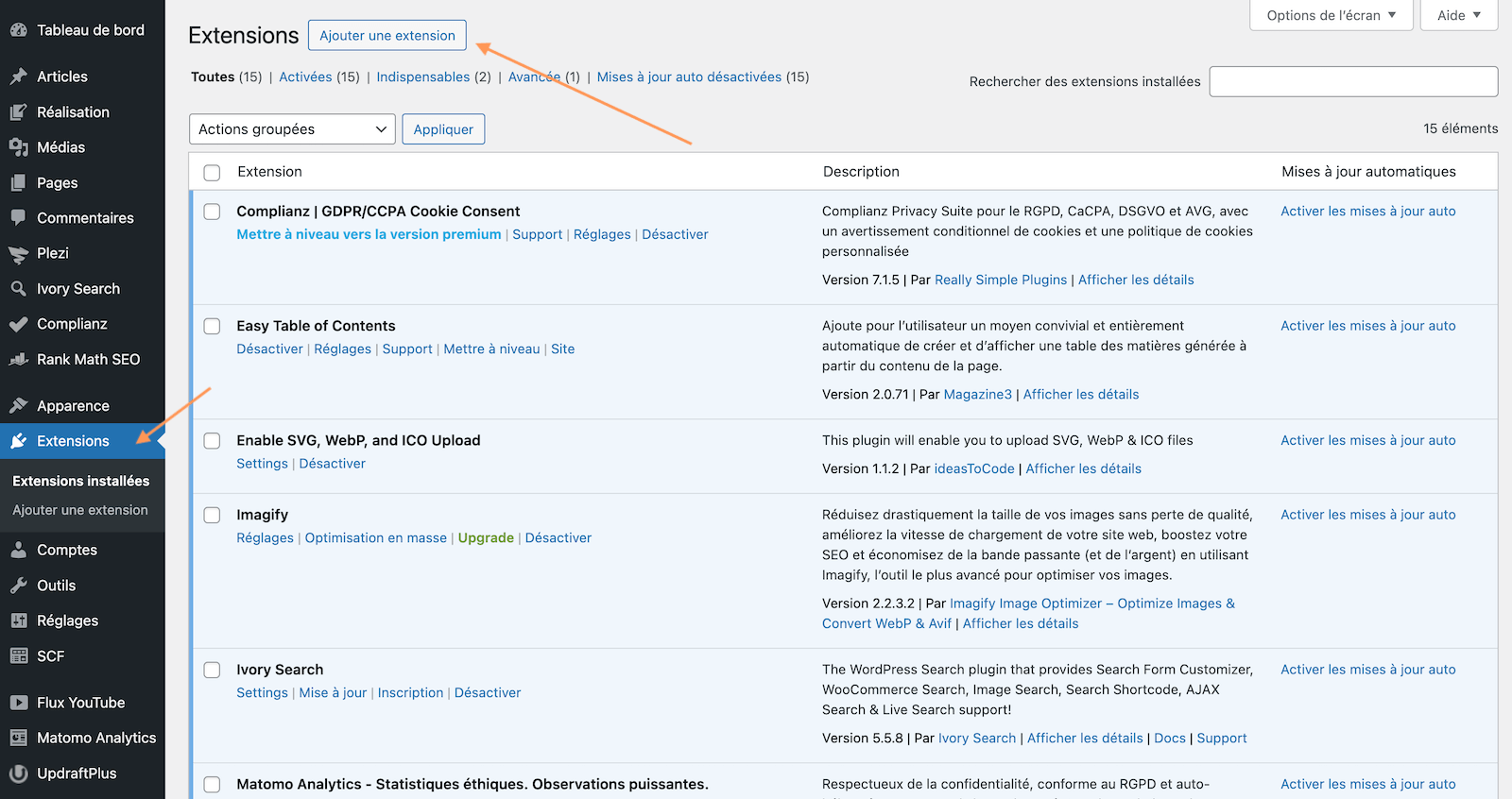 Ajouter extension WordPress Ajouter extension WordPress