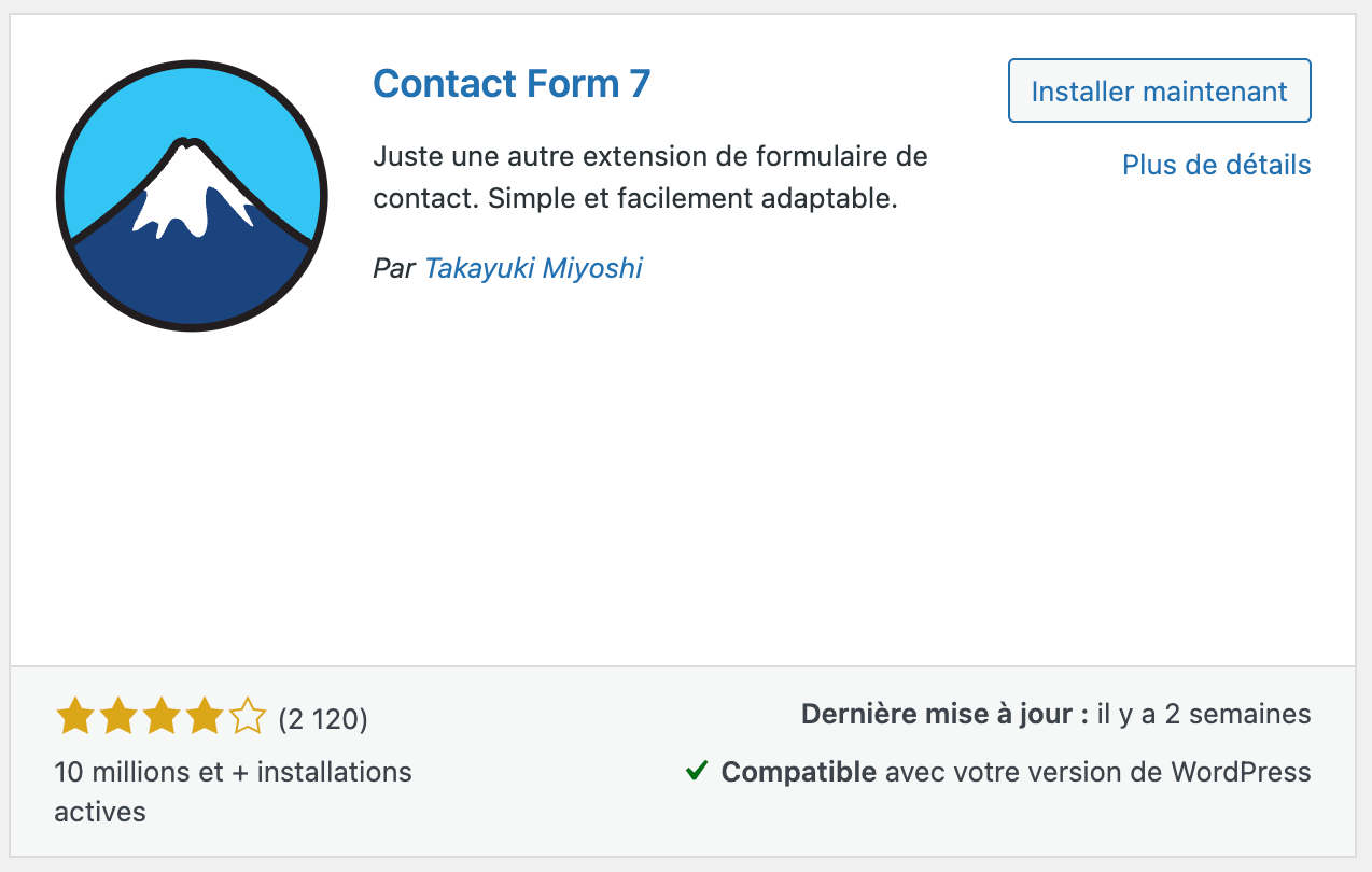 Extension WordPress formulaire - WP Form 7 Extension WordPress formulaire - WP Form 7