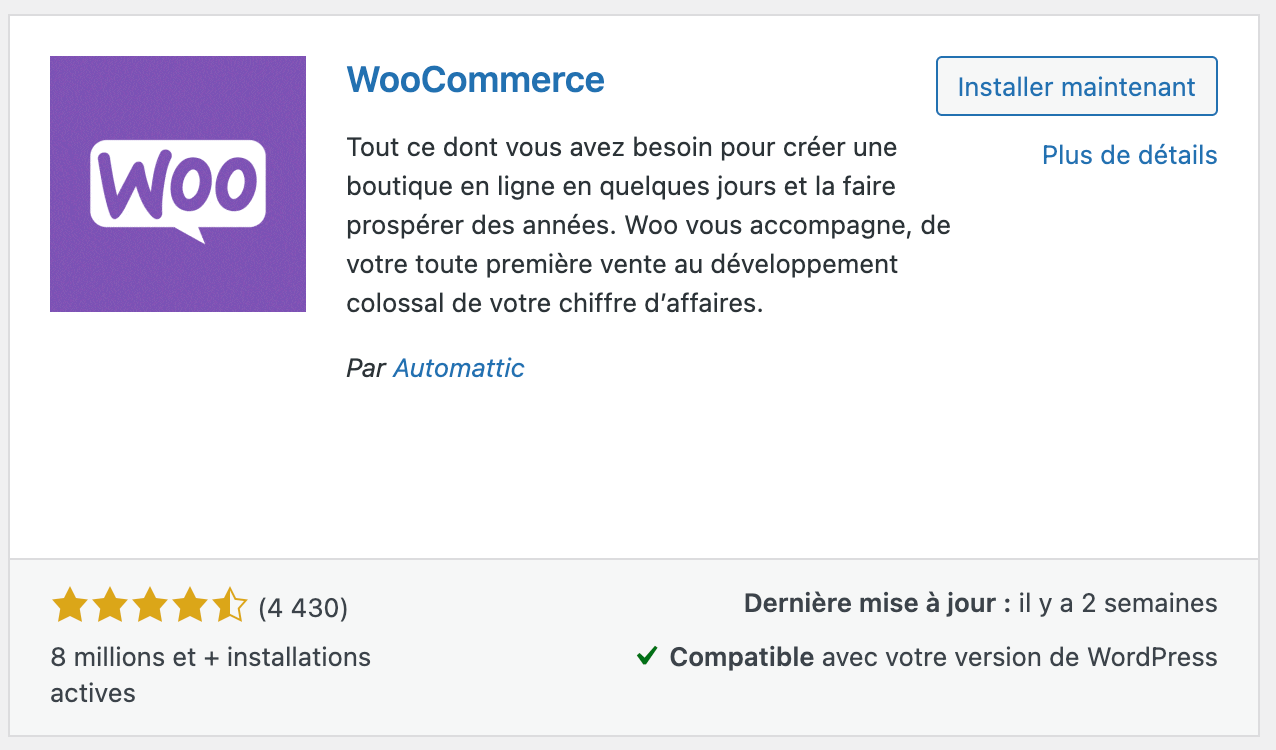 Extension WordPress e-commerce - Woocommerce Extension WordPress e-commerce - Woocommerce